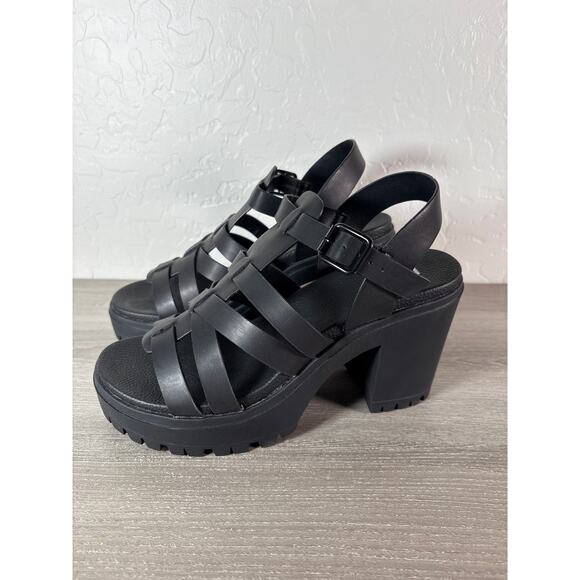 MIA Tira Black Block Heeled Sandals Platform Slingback Size 8 NEW - Picture 1 of 7